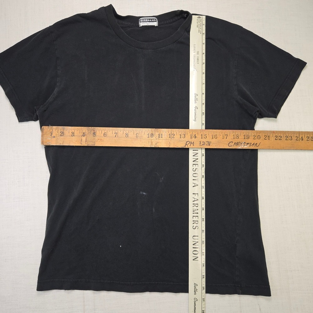VTG Giordano T Shirt Black Mens XL Short Sleeve Crew Neck Plain Basic Cotton Tee - Picture 4 of 4
